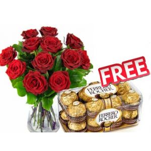 12 roses + free chocolate box